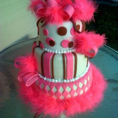 Pink And Brown Harlequin Funky Bridal Cake