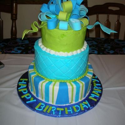 Blue / Green Birthday Cake