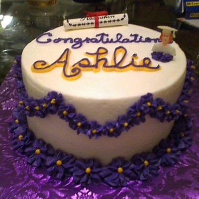Purple/gold Grad Cake