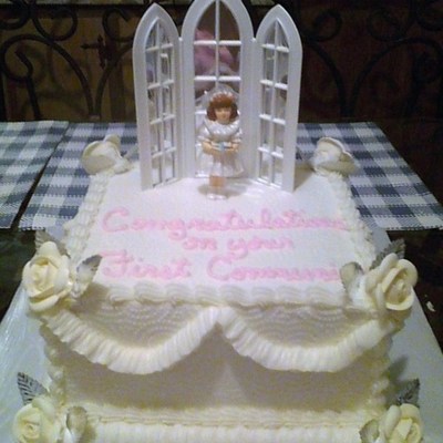 All White Communion Cake