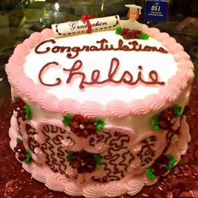 Pink/burgundy Grad Cake