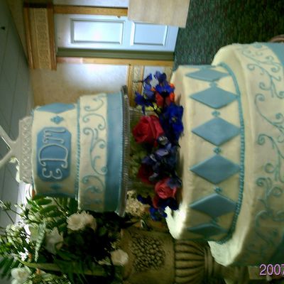 Blue Diamonds And Scrolls