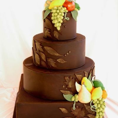 Choc Wedding Cake With Gumpaste Fruit