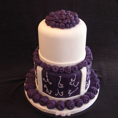 Purple And White Wedding Cake