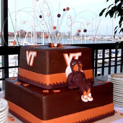Side Shot Of Hokie Bird Cake