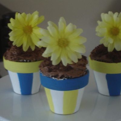 Mini Flower Pot Cupcakes