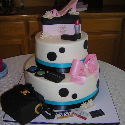40Th Birthday Shoe/purse Tiered Cake