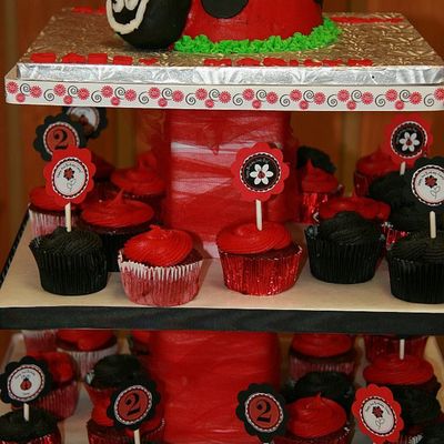 Ladybug Cake With Cupcake Tower