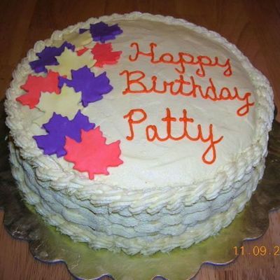 Fall Birthday Cake With Leaves