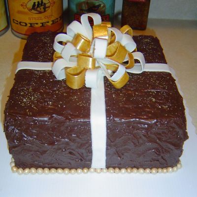 Gold Chocolate Present Cake