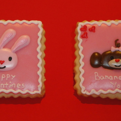 Bunny & Monkey Valentine Cookies