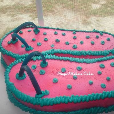 Pink And Turqouise Flip Flops