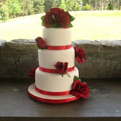 Ivory And Dark Red Wedding