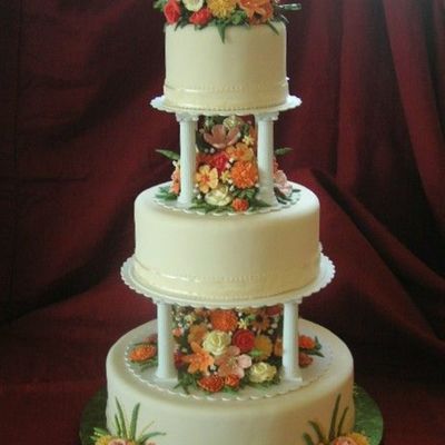 Fondant, Sheer Ribbon, And Royal Flowers