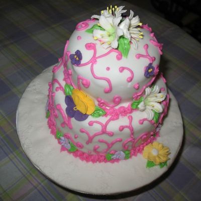 Mini-Cake With Flowers In Pink