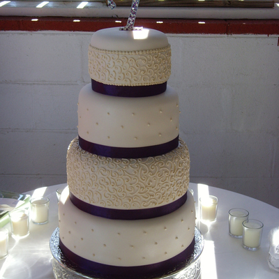 Purple & Cream Wedding Cake