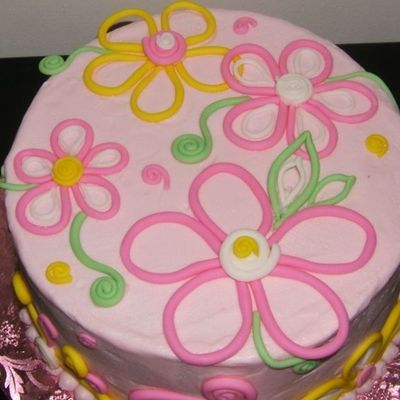 Pink Retro Birthday Cake - Top View