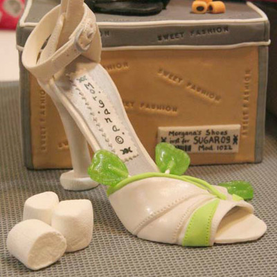 White And Green Gumpaste Shoe