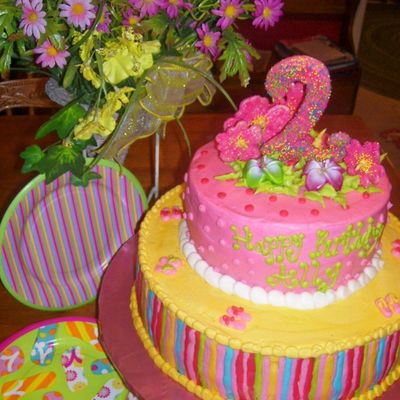 Flip Flop And Luau Theme Tiered Cake For Ally