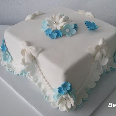 Small Cake With Blue Lace