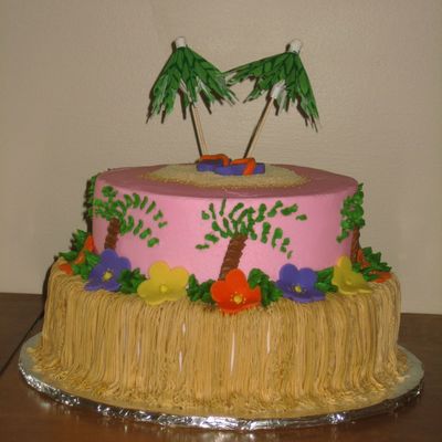 Tropical Luau Graduation Cake