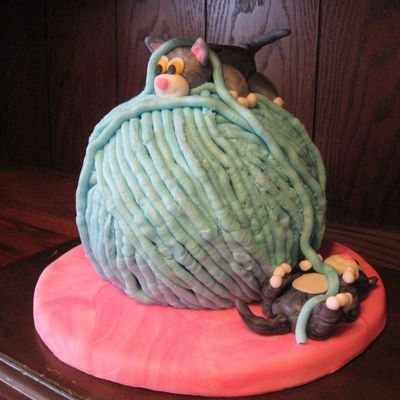 Kittens And Ball Of Yarn