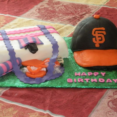 Beach Bag And Baseball Cap Cake