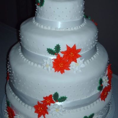 Poinsettia Wedding Cake