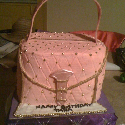 Pink And Gold Pocketbook Cake