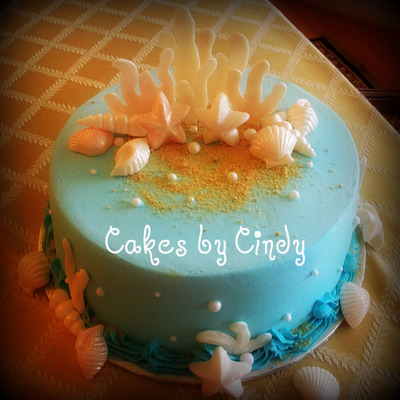 Beach Themed Bridal Shower Cake