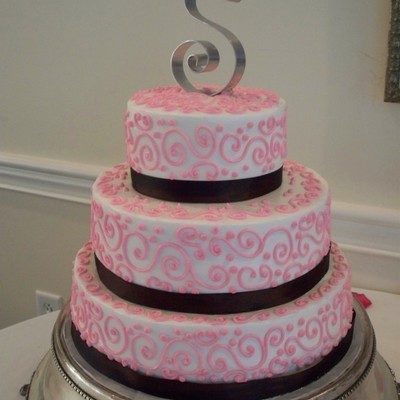 Pink Swirls W/brown Ribbon