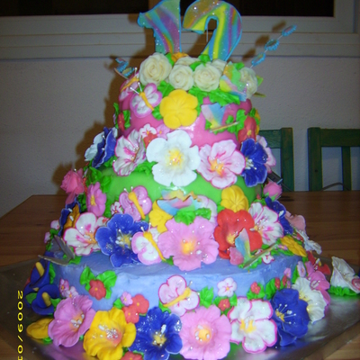 Flower Bat Mitzvah Cake