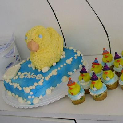 2Nd Birthday Rubber Ducky Cake And Cupcakes