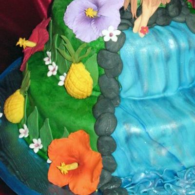 Close Up Of Hibiscus And Pineapple