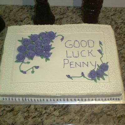 Chocolate Cake With Bc Icing And Purple Roses