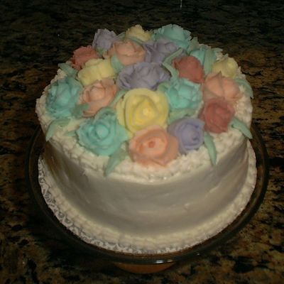 Chocolate Cake, Cherry Filling, Roses And Iced In Bc