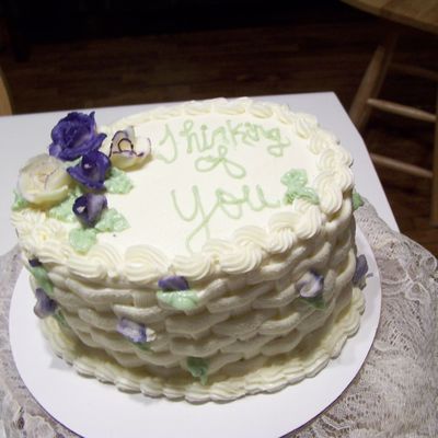 Purple Roses/white Cake