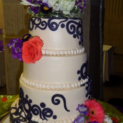 Purple Swirls Wedding Cake