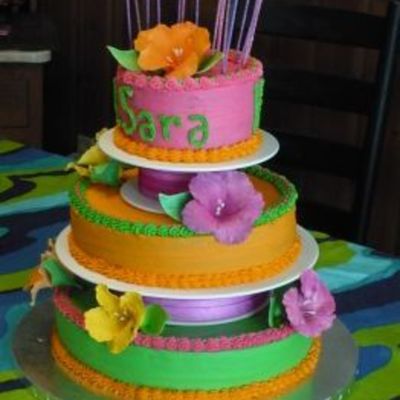 Sweet Sixteen Cake With A Tropical Theme