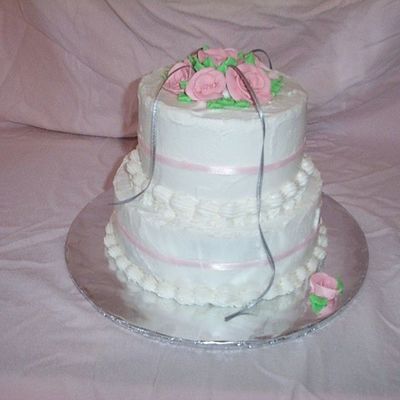 Pink Roses Mini Wedding Cake