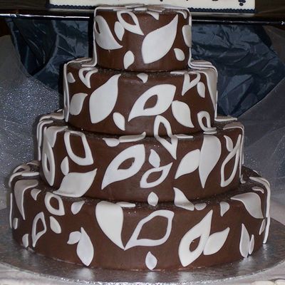 Brown And Biege Cut Out Wedding Cake