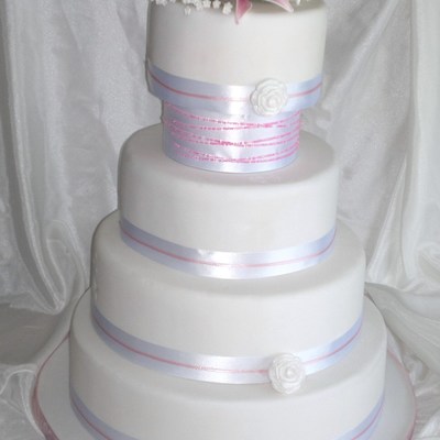 Pink White Wedding Cake
