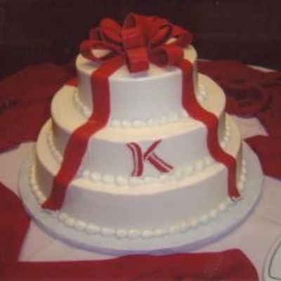 Wedding Cake W/ Red Fondantbow