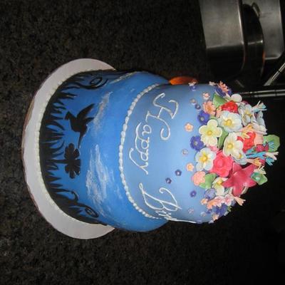 Hummingbird Inspired 50Th B'day Cake