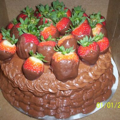 Yellow Cake W/ Chocolate Covered Strawberries
