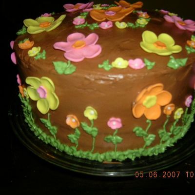 Chocolate Birthday Cake With White Chocolate Clay Flowers