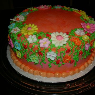 Orange And Flowers Celebration Cake