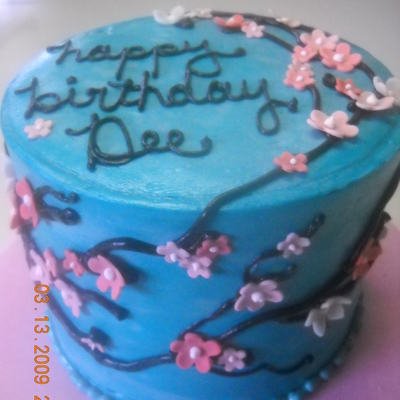 Cherry Blossoms On Teal