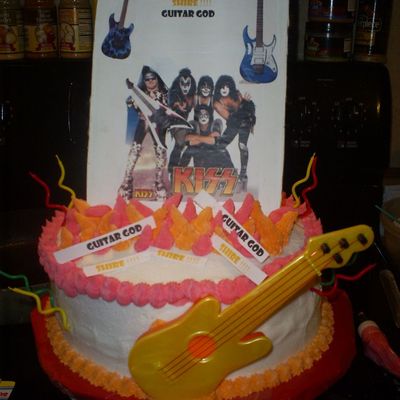 Guitar God/kiss Fan Birthday Cake For My Hubby