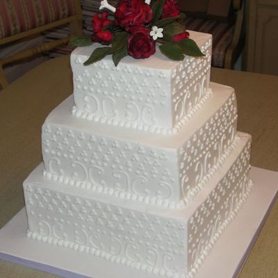 Square Wedding Cake With Gumpaste Roses